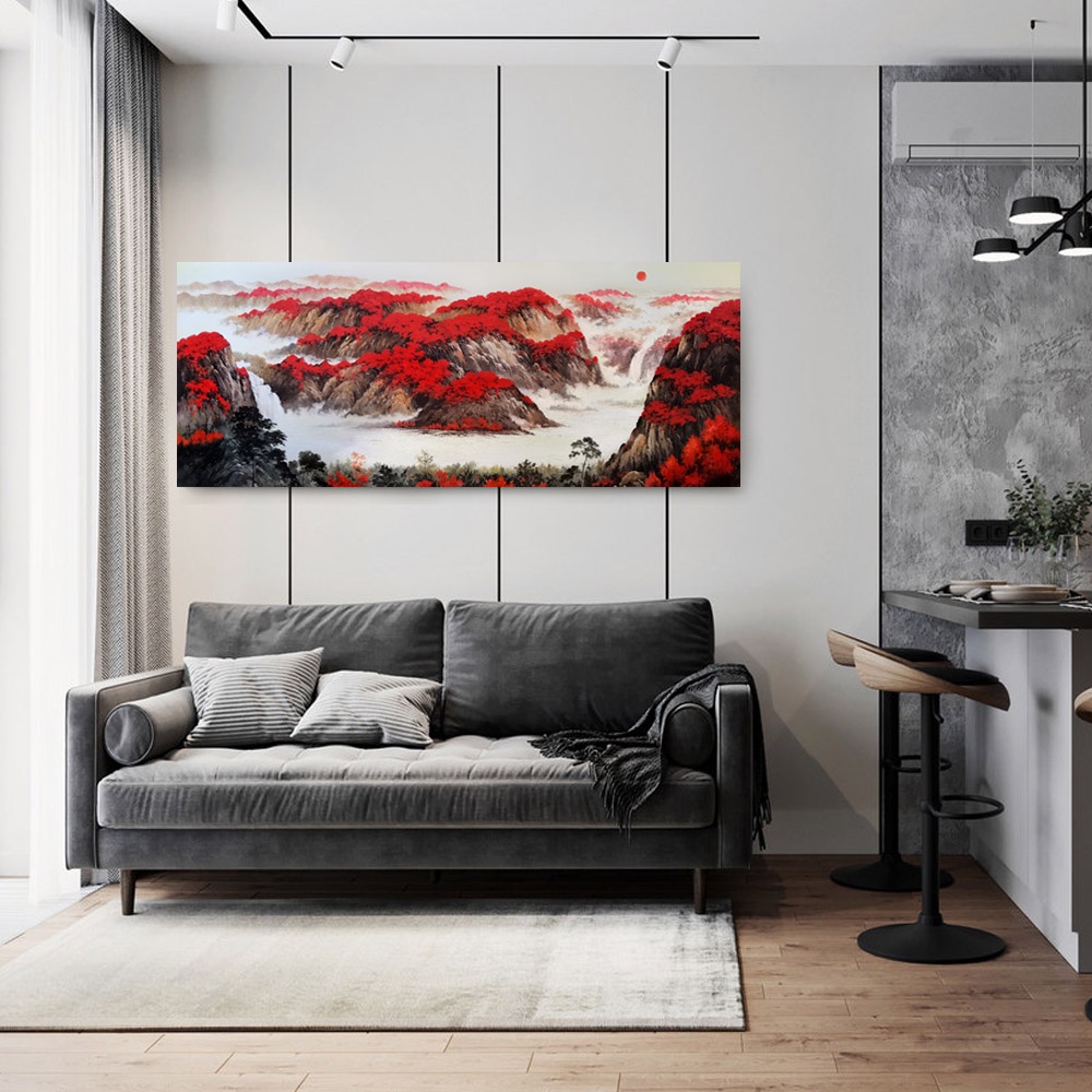 【御畫房】萬山紅遍 國家一級畫師手繪油畫60×120cm(VF-46), , large