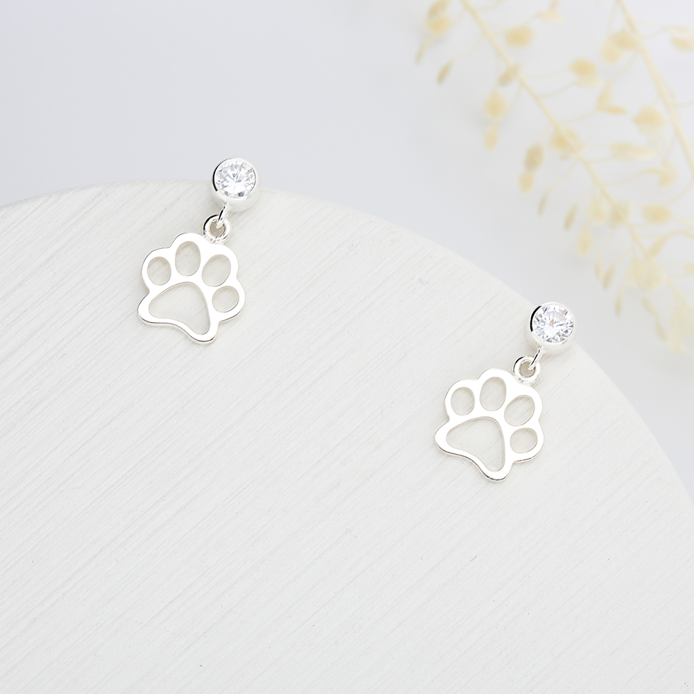 【Angel & Me】Cat Dog Paw s925 sterling silver earrings (changeable ear clips), , large