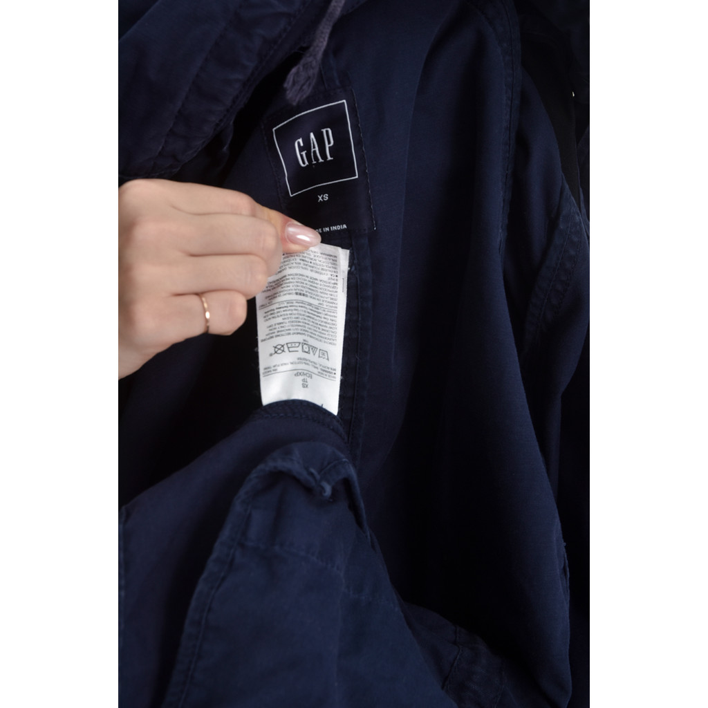 (XS（含）以下) 棉質純棉連帽可拆式藍色外套二手衣, , large