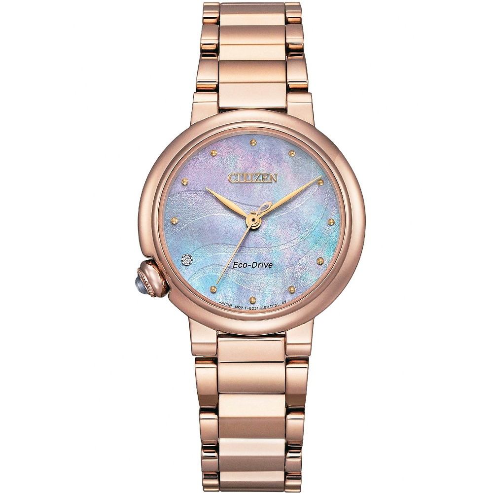 CITIZEN 星辰  L系列 黃昏紫霞 光動能大三針女錶 EM0917-81Y