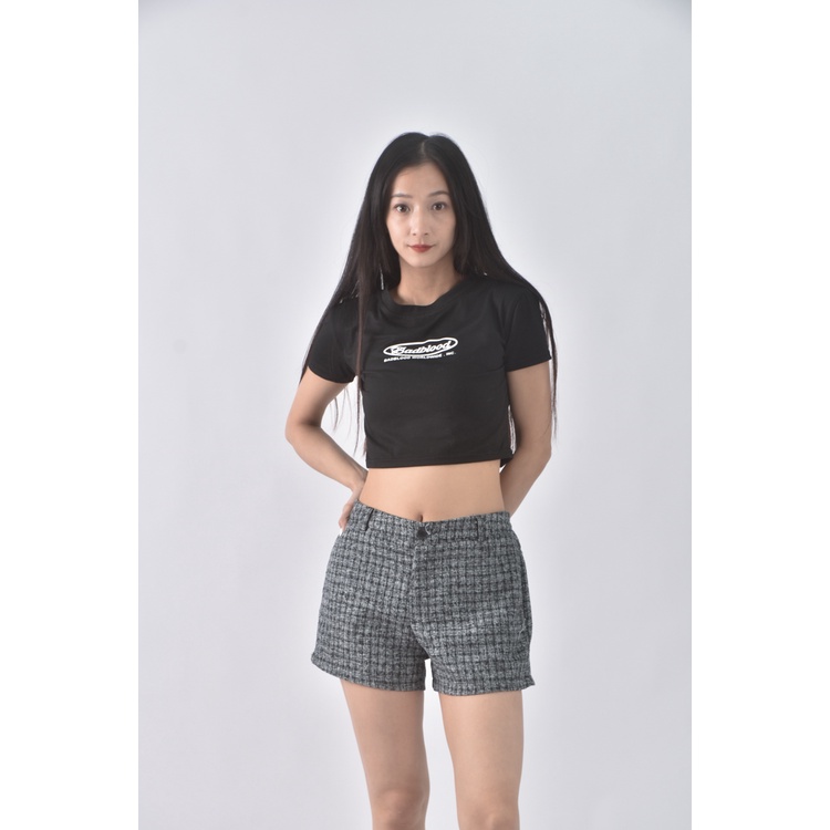 (L) 質感格紋灰色短褲二手衣, , large