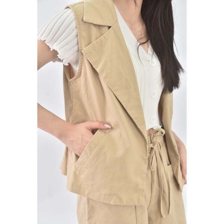 (L) 無袖杏色套裝二手衣, , large