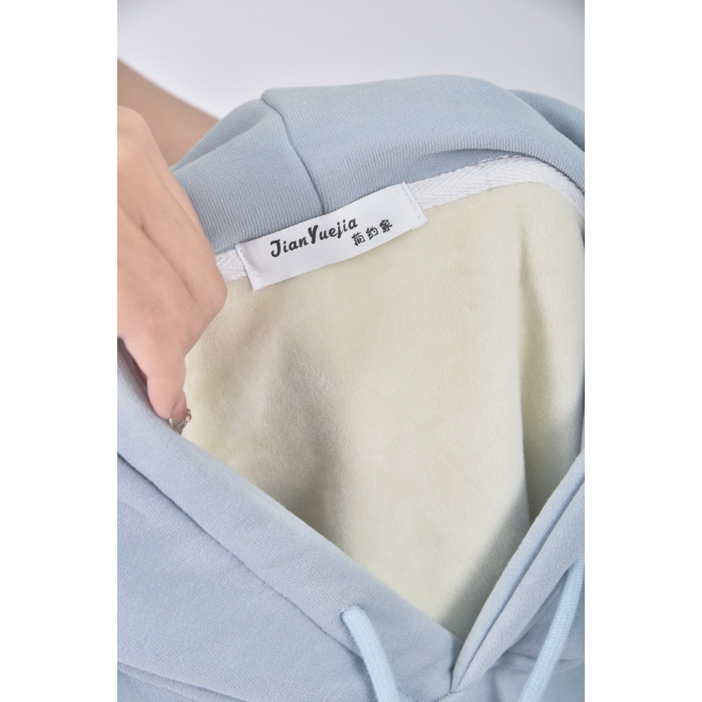 (F) jian yuejia質感連帽藍色長袖上衣二手衣, , large