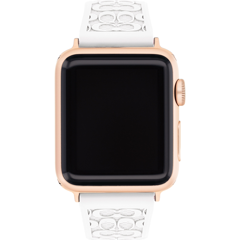 COACH Apple Watch 錶帶 38/40mm 適用 矽膠錶帶- 白色x玫瑰金(不含手錶), , large
