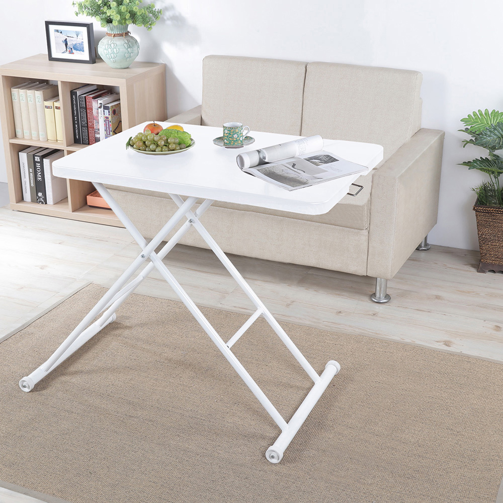 中崎氣壓式90*60CM桌面加厚氣壓升降桌便利桌/台灣生產-木紋純白色, , large