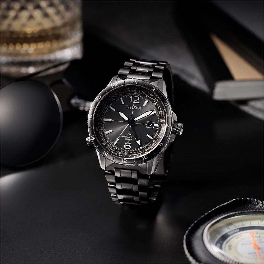 CITIZEN 星辰 PROMASTER 限量飛行錶 GMT 兩地時間抗磁機械錶 NB6045-51H, , large