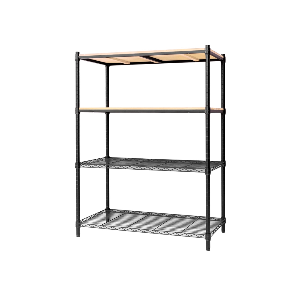 【Y HOUSE】90x45x120cm pine four-layer storage rack rack iron rack - black teak