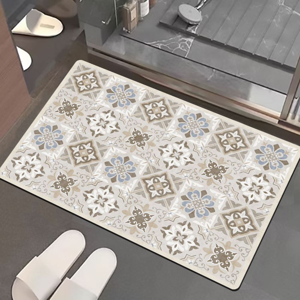 Nano suede soft diatomaceous earth water-absorbent anti-slip floor mat, , large