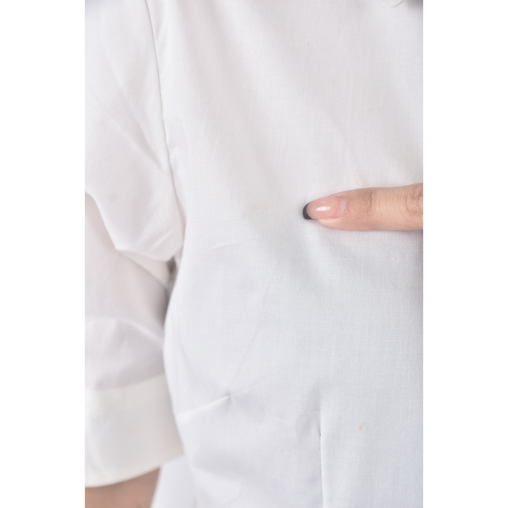 (M) t e e排扣白色短袖上衣二手衣, , large