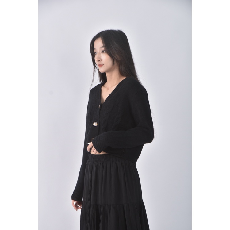 (M) 排扣黑色外套二手衣, , large