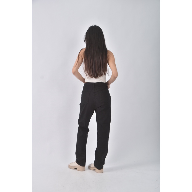 (XL) 丹寧牛仔質感黑色長褲二手衣, , large