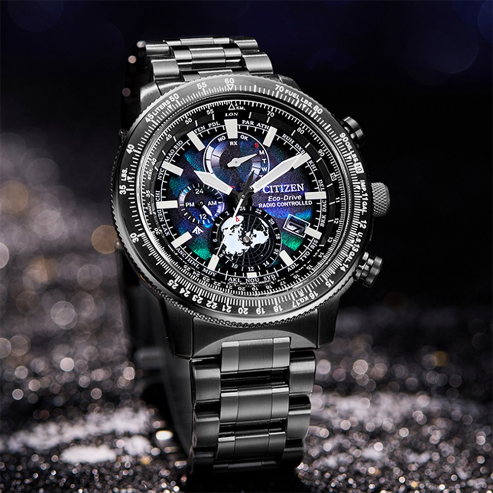 CITIZEN 星辰 100週年限量宇宙幻彩 飛行錶 光動能電波手錶 BY3005-56E, , large