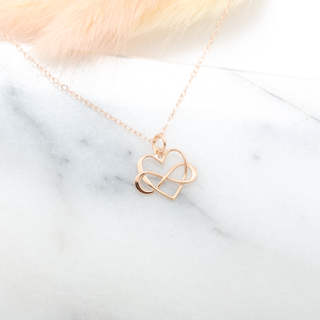 【Angel & Me】Endless love s925 sterling silver 18k Rose gold-plated necklace gift, , large
