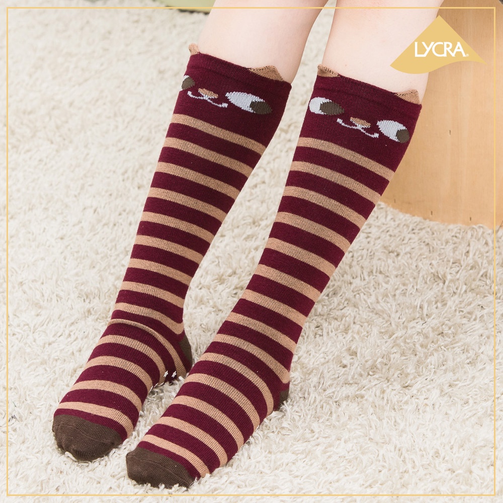 【現貨】MIT台灣製趣味萊卡止滑兒童長襪-嘿嘿貓 HP5023, , large