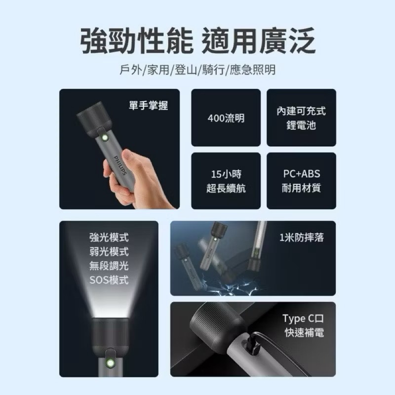 【Leo手機周邊專賣店】PHILIPS飛利浦  充電式強光手電筒 / SFL1181  /  基本款, , large