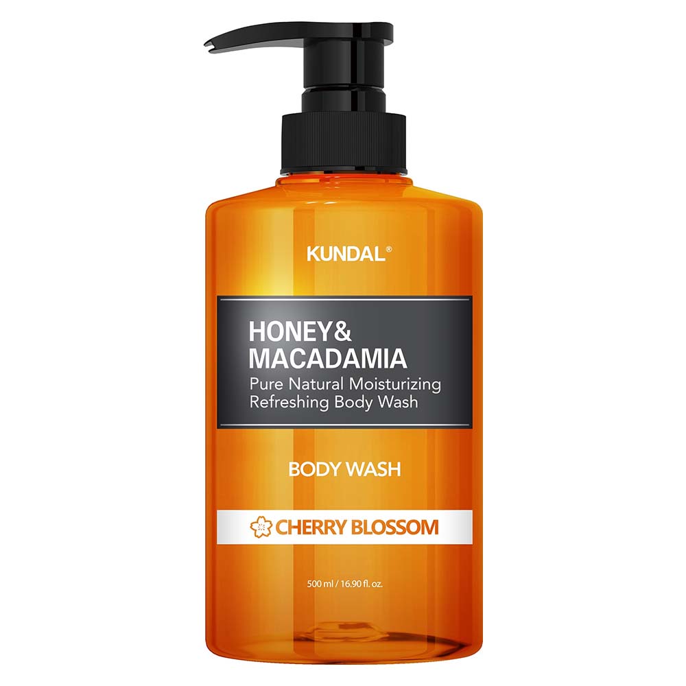 [巨林生化科技]【KUNDAL昆黛爾】HONEY&MACADAMIA Pure Natural Moisturizing Refreshing Body Wash 500ml(CHERRY BLOSSOM)