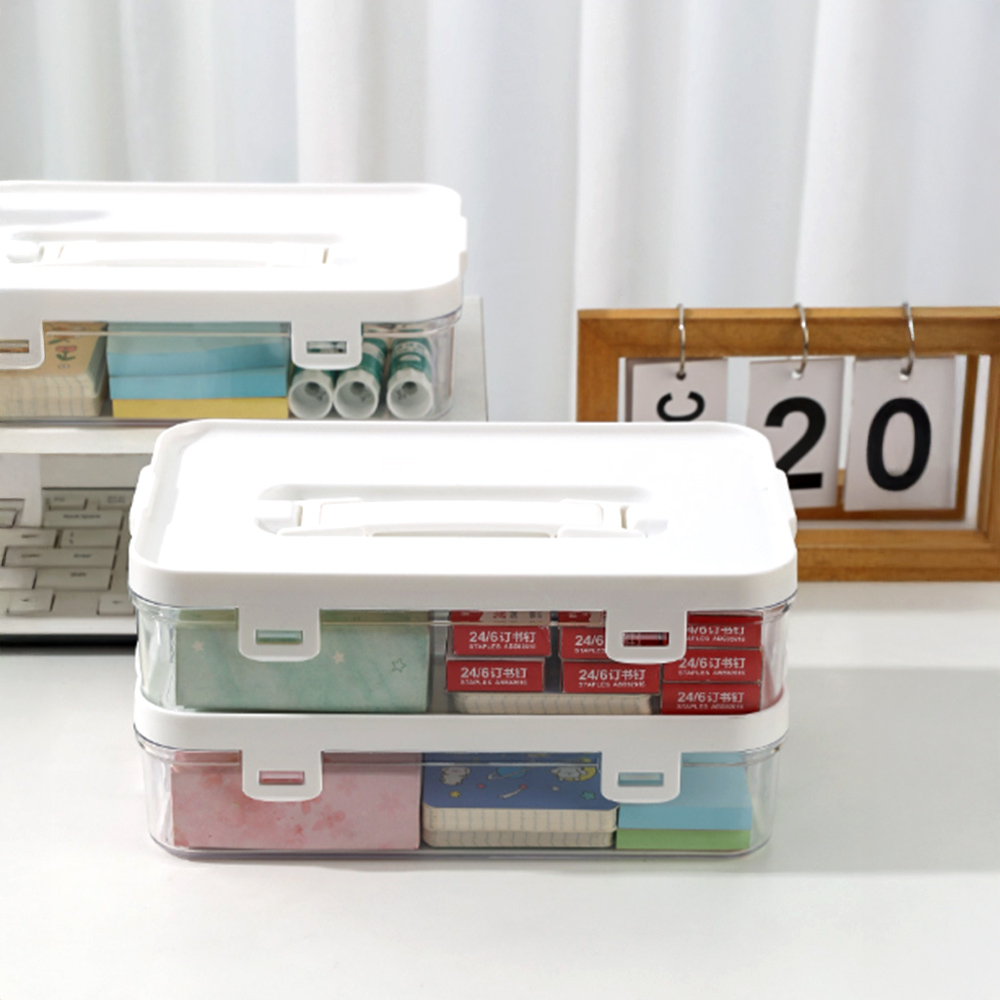 【上手家居】可疊加手提收納盒 白色三入(盒子收納盒/塑膠收納盒/帶蓋收納盒/手提收納箱/三層收納盒), , large