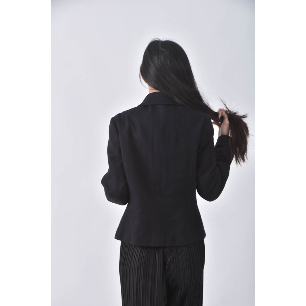 (S) ad lady羊毛素面黑色外套二手衣, , large