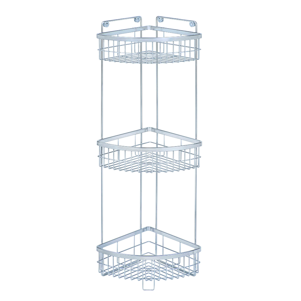 Stainless steel three-tier corner shelf, , large
