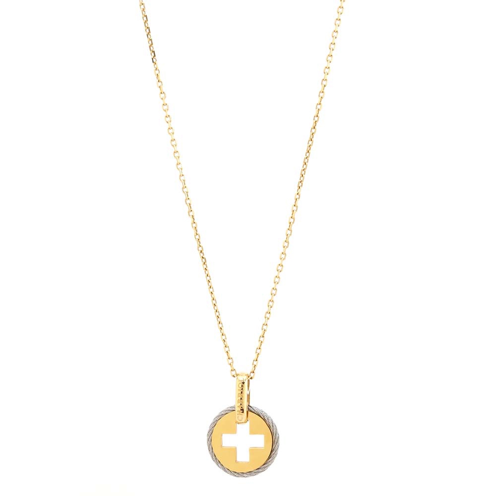 CHARRIOL夏利豪 Celtic Cross Necklace Medals十字架鋼索項鍊08-104-1282-0, , large