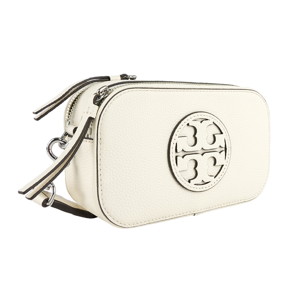TORY BURCH Miller 荔枝紋雙拉鍊迷你相機包(新象牙白), , large
