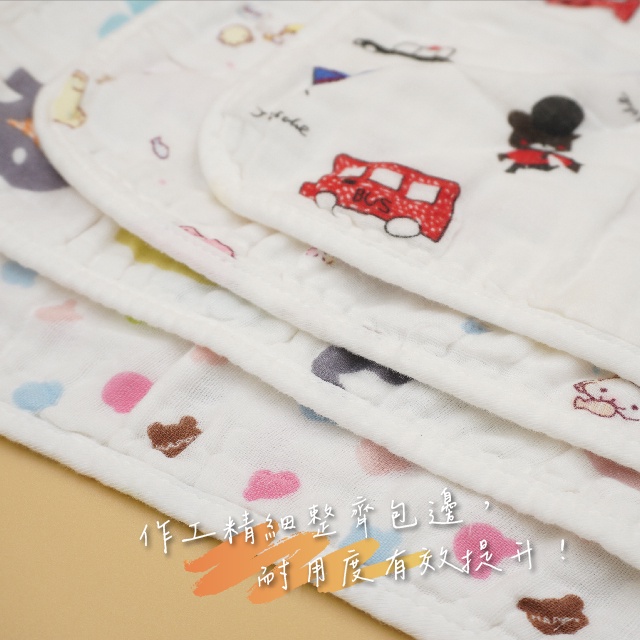 [Kaimei Cotton Industry] 12 in the group, random and excellent 6-layer yarn triangular saliva napkin, pure cotton double-button saliva napkin/dining napkin, , large