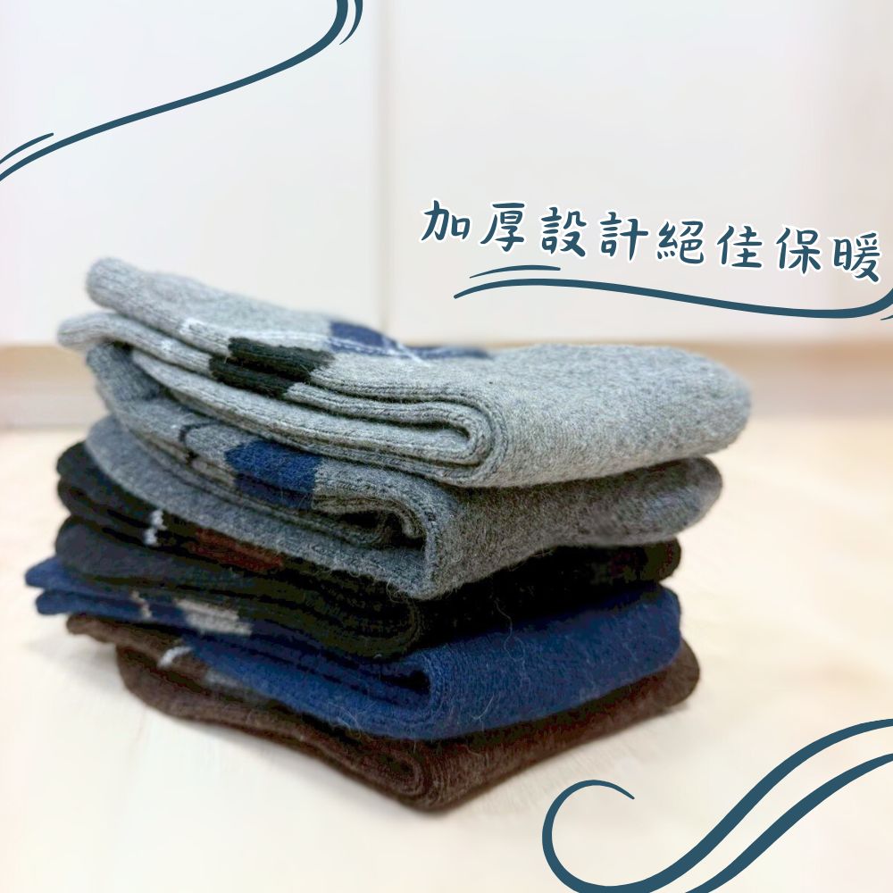 [Kaimi Cotton] 7-Pair Set – Random Colors – Winter Essential (Men’s) Premium Thermal Wool Socks – Cold-Proof / Warm / Long Winter Socks – Plaid Design, , large