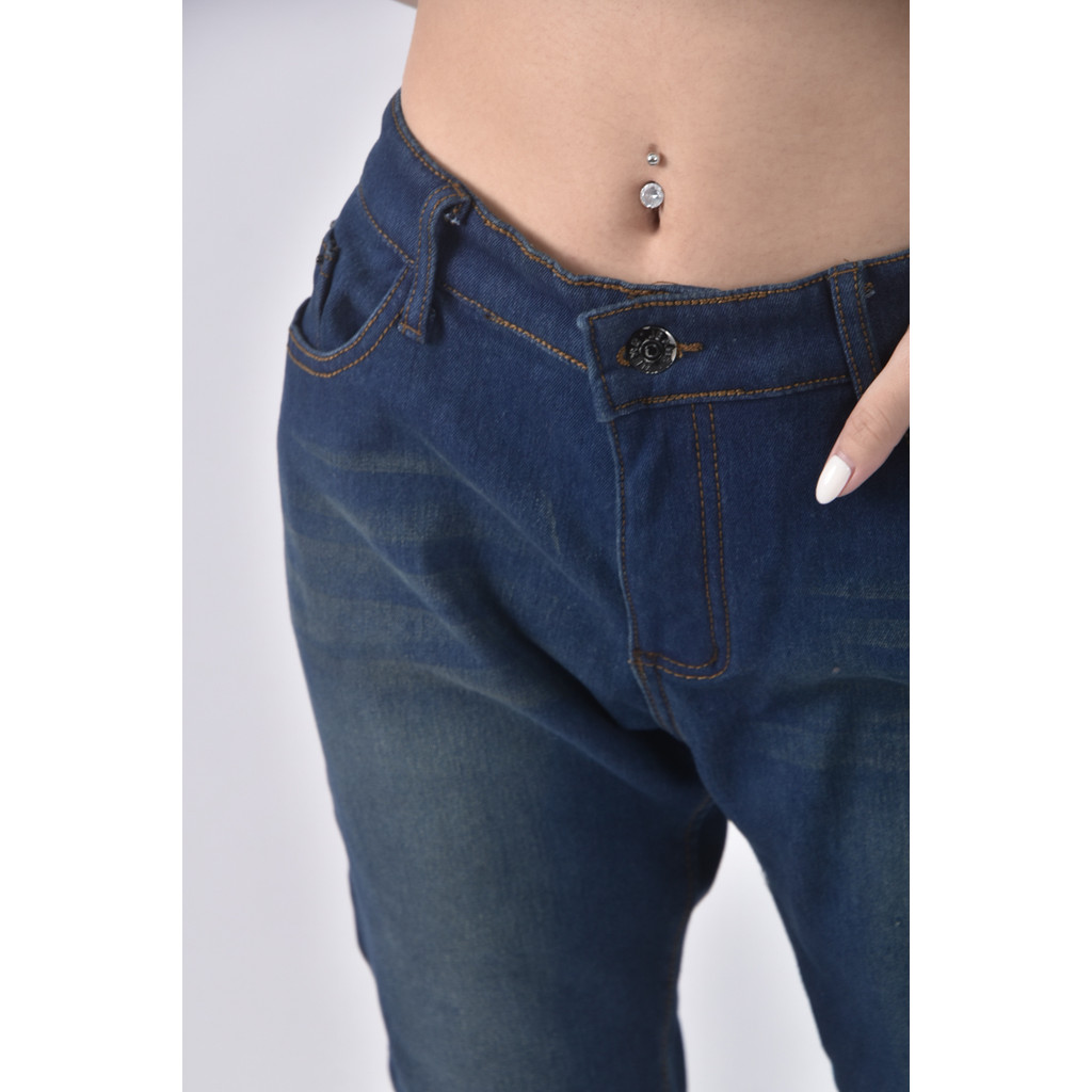 (L) jeans丹寧牛仔質感藍色長褲二手衣, , large