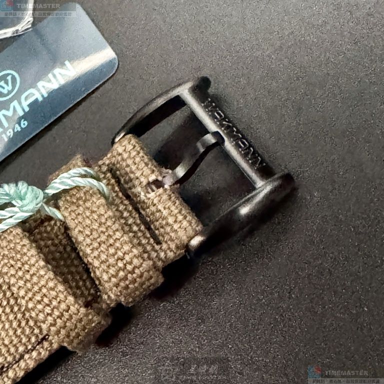 [星晴錶業]WAKMANN手錶,44mm,WA00041黑色錶面黑錶殼卡其色複合材質錶帶款, , large