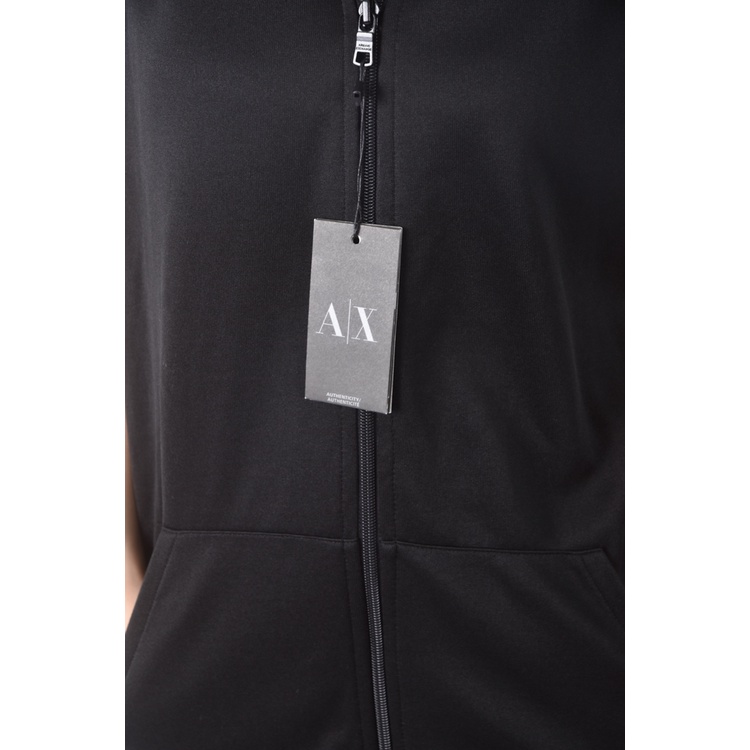 (L) armani exchange棉質連帽背心黑色外套二手衣, , large