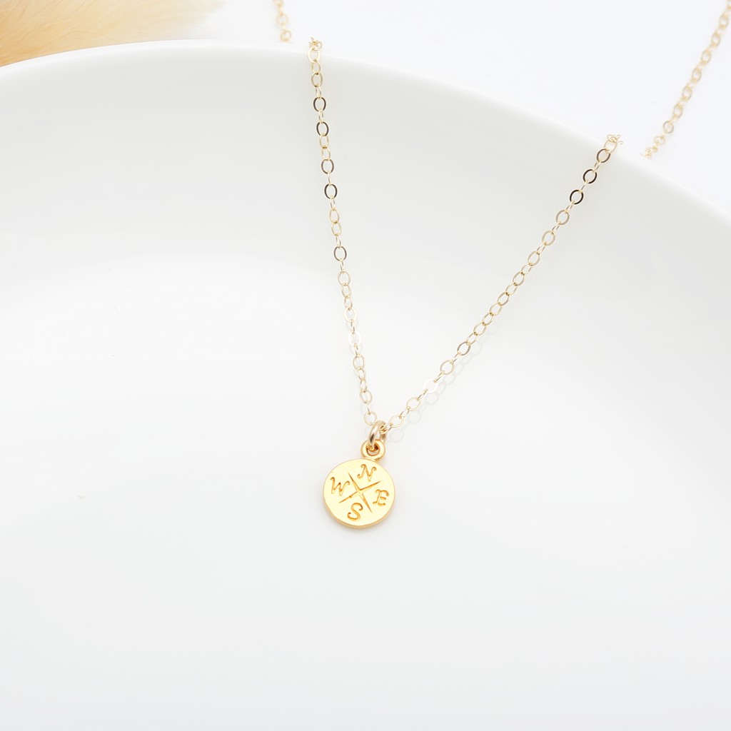 【Angel & Me】Lucky Compass s925 sterling silver 24k gold plated birthday necklace, , large