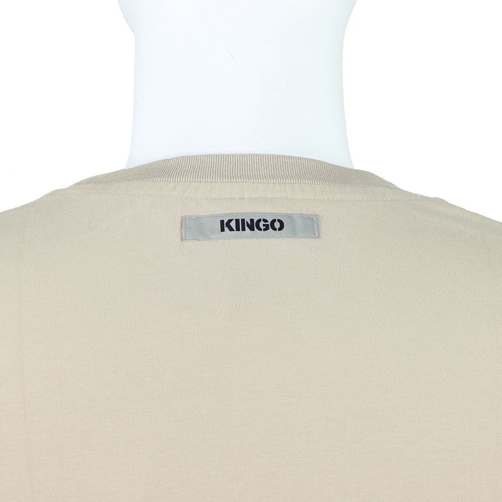 KINGO-大尺碼-女款 圓領T恤-灰卡其-414114, , large