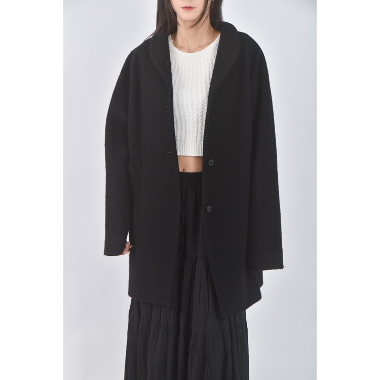 (XL) agnes b長版大衣黑色外套二手衣, , large