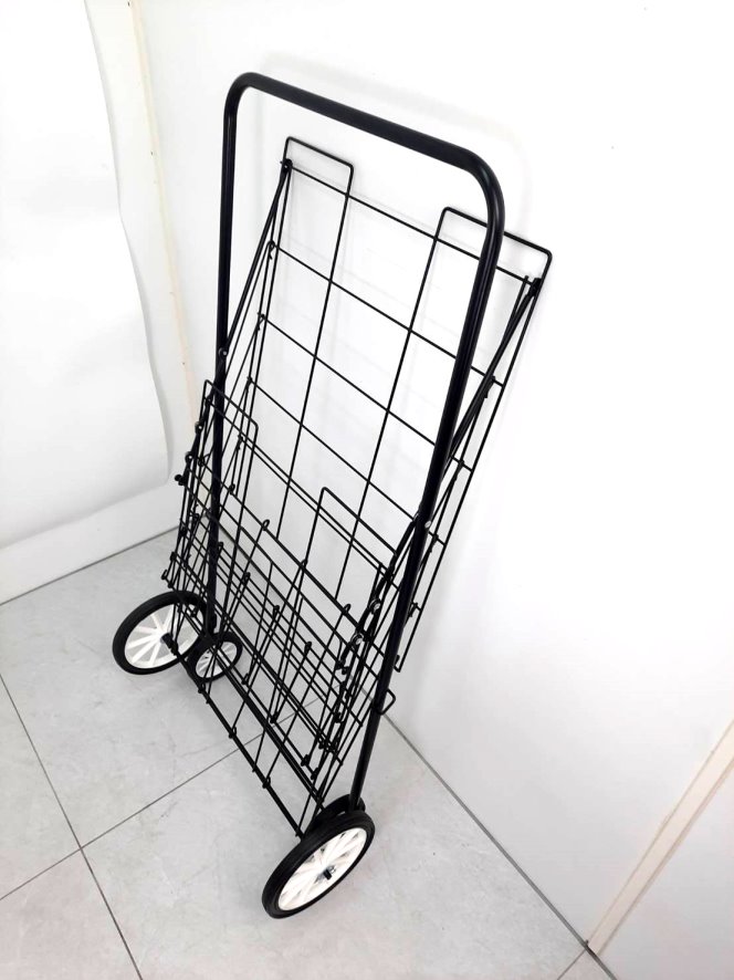 [日和家]工業風可收折鐵線收納推車 質感黑系列, , large