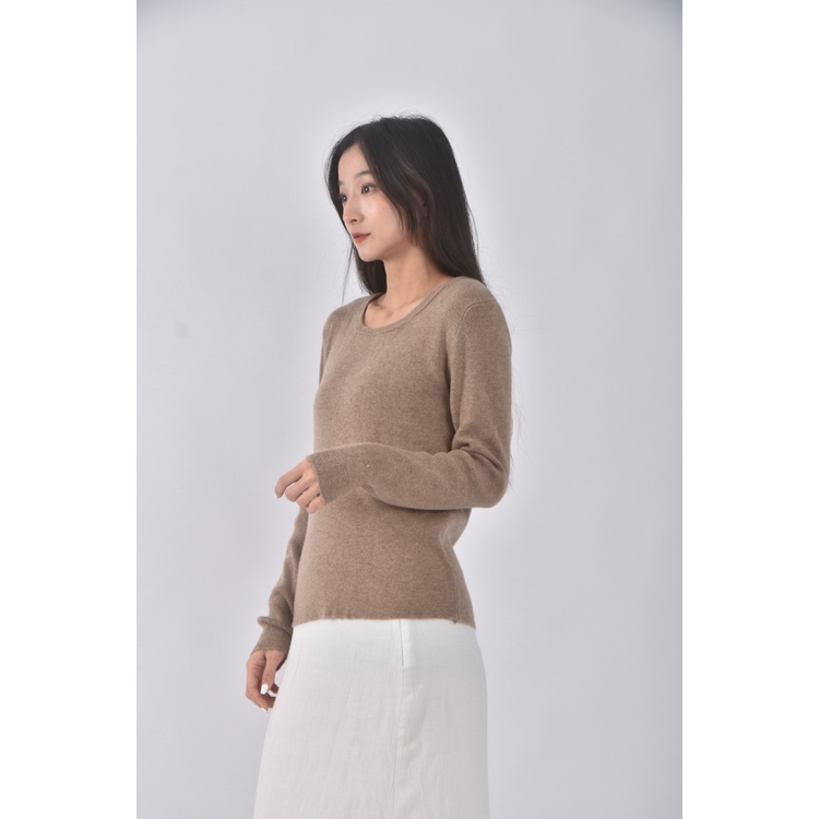 (M) manhattan質感圓領棕色長袖上衣二手衣, , large