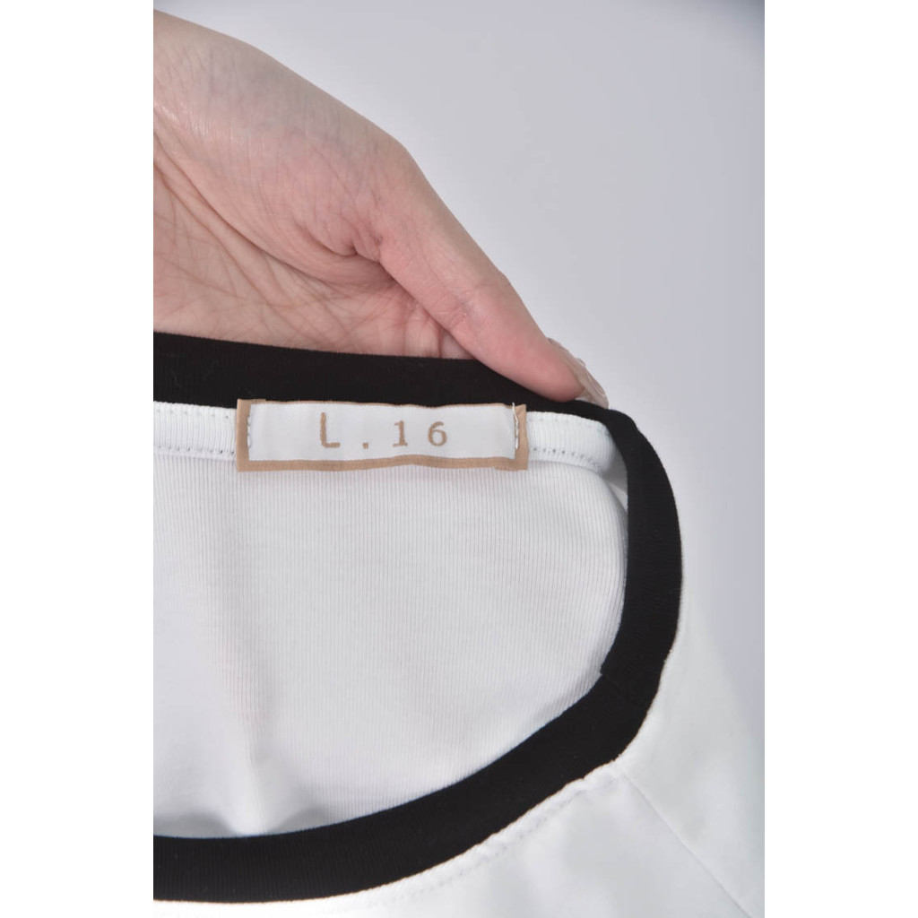 (S) 【粿粿私服】l 16撞色白色短袖上衣二手衣, , large