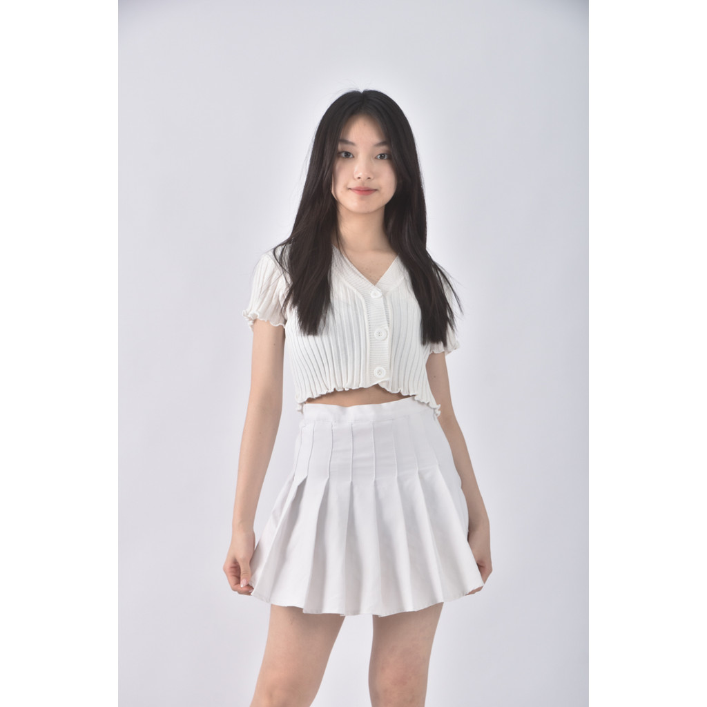 (M) 【里唯私服】yi fan feng shang質感百摺白色短裙二手衣