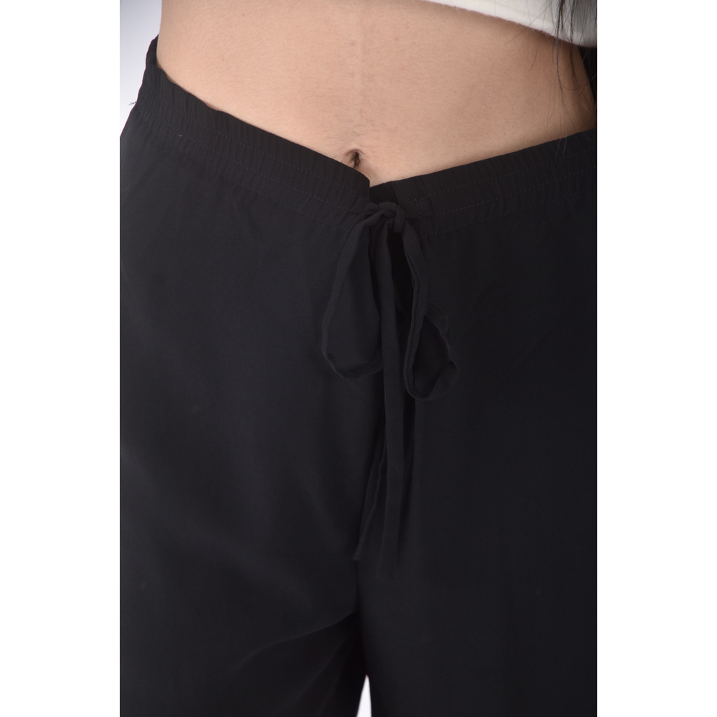 (XL) 高腰質感紡紗黑色長褲二手衣, , large