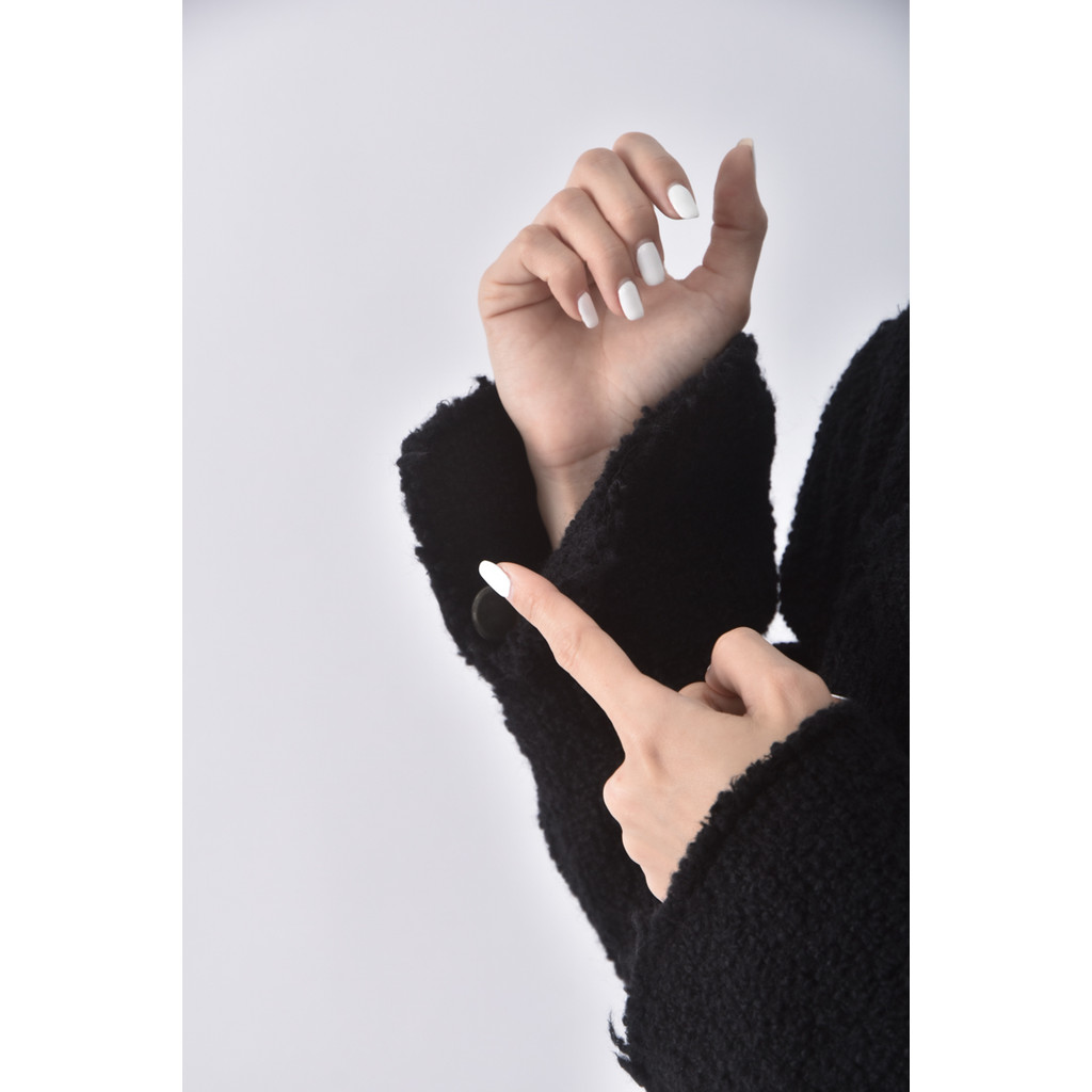 (S) zara小香風外刷毛黑色外套二手衣, , large