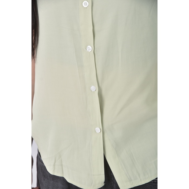 (S) macro質感綠色短袖上衣二手衣, , large