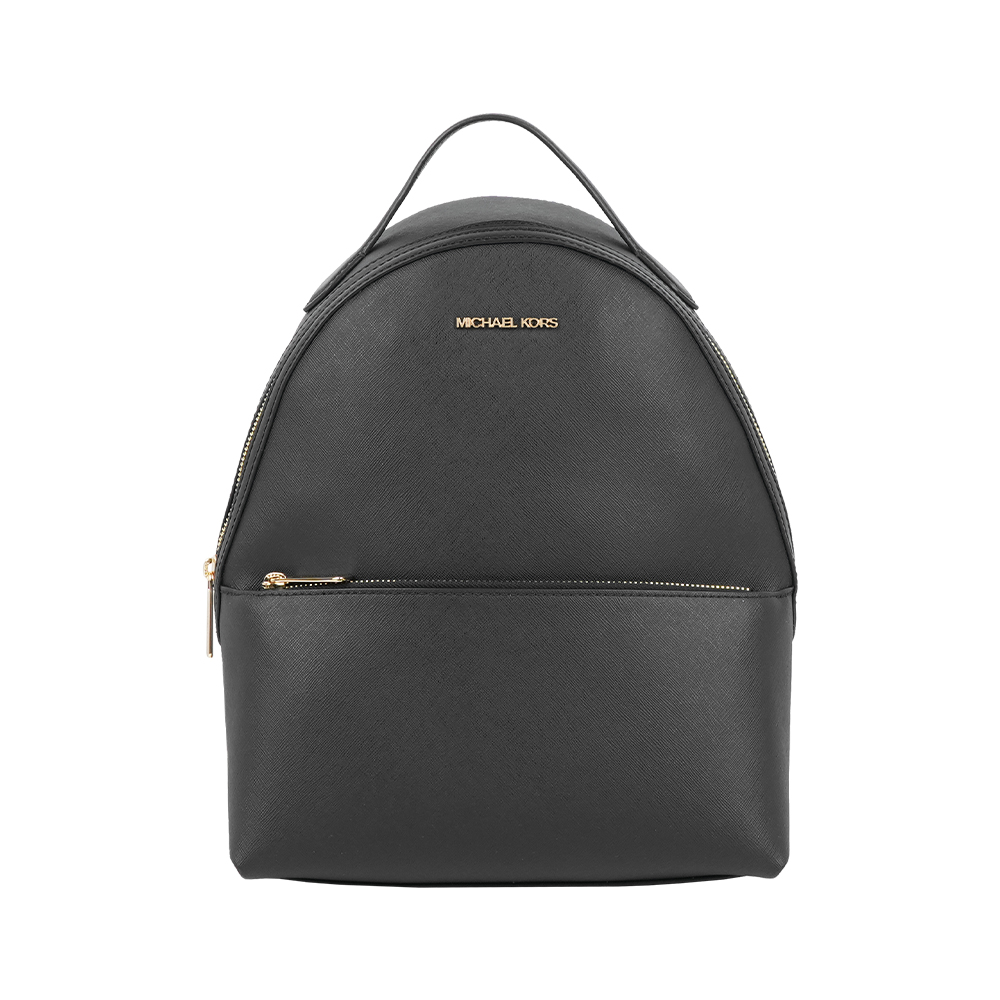 Michael Kors Sheila 防刮皮革拉鍊口袋中型後背包(黑色), , large