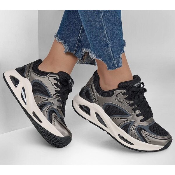 Kixpress-Skechers Uno Ego 女 運動休閒鞋 增高 舒適 穿搭 灰 黑 [177474GUBK], , large