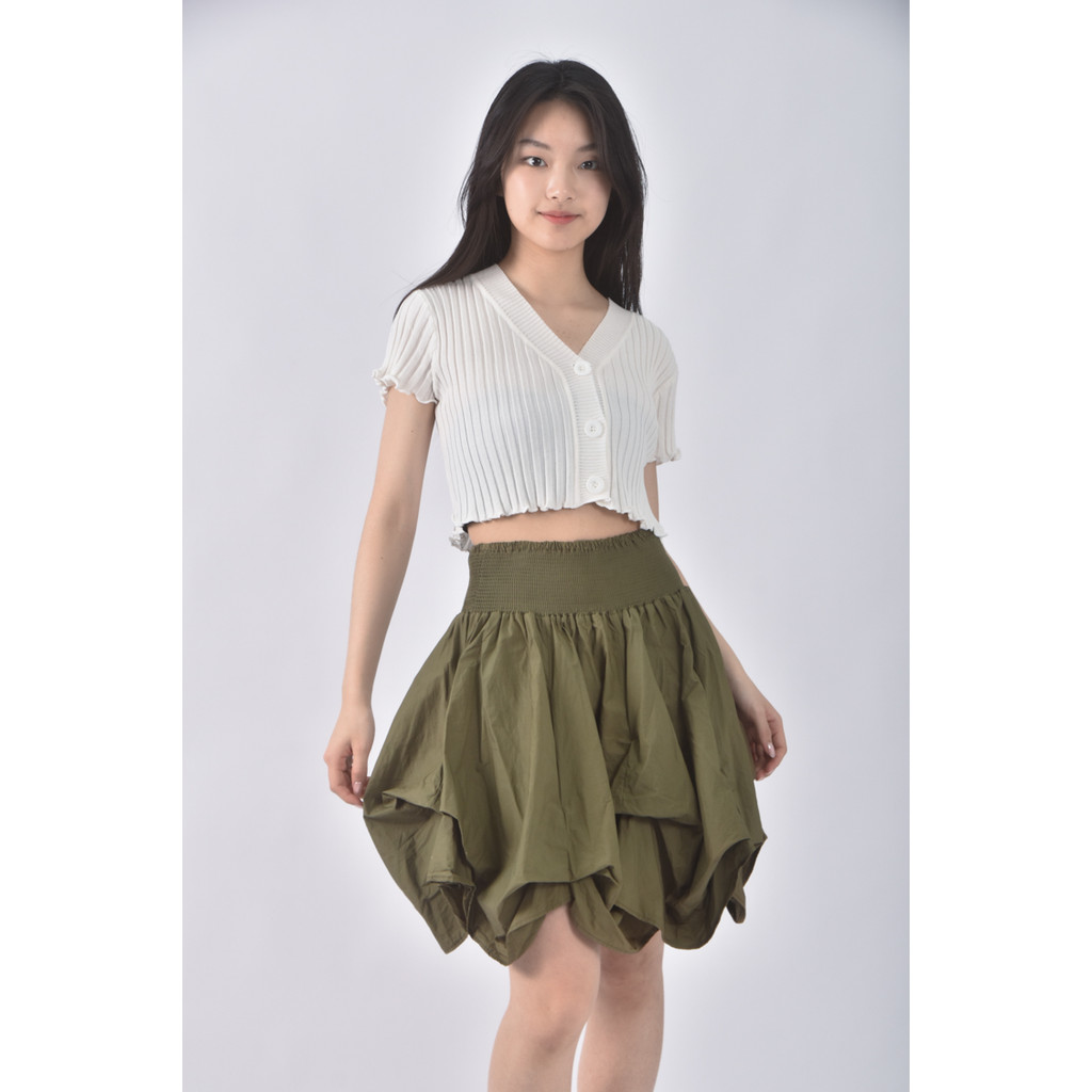 (L) eriot棉質純棉綠色短裙二手衣, , large