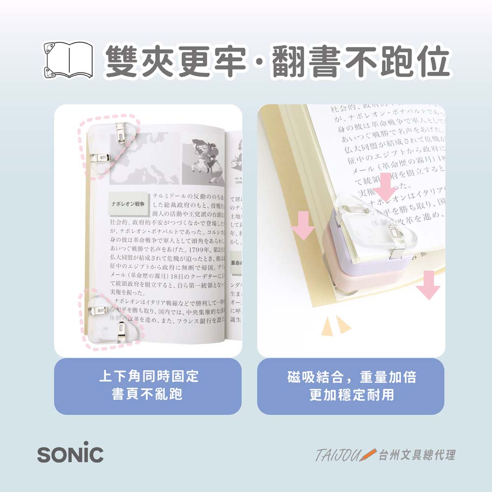 【龍品文創】SONIC SP-1667 書角夾附磁鐵2入-白, , large