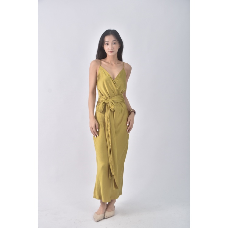 (S) 【安于晴Charlene私服】zara質感吊帶緞面綠色洋裝二手衣, , large