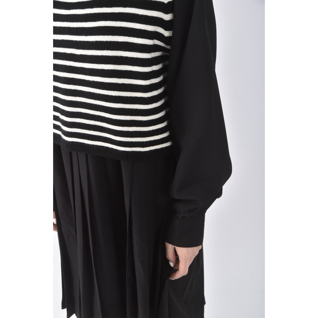 (S) 質感兩件式毛衣背心黑色洋裝二手衣, , large