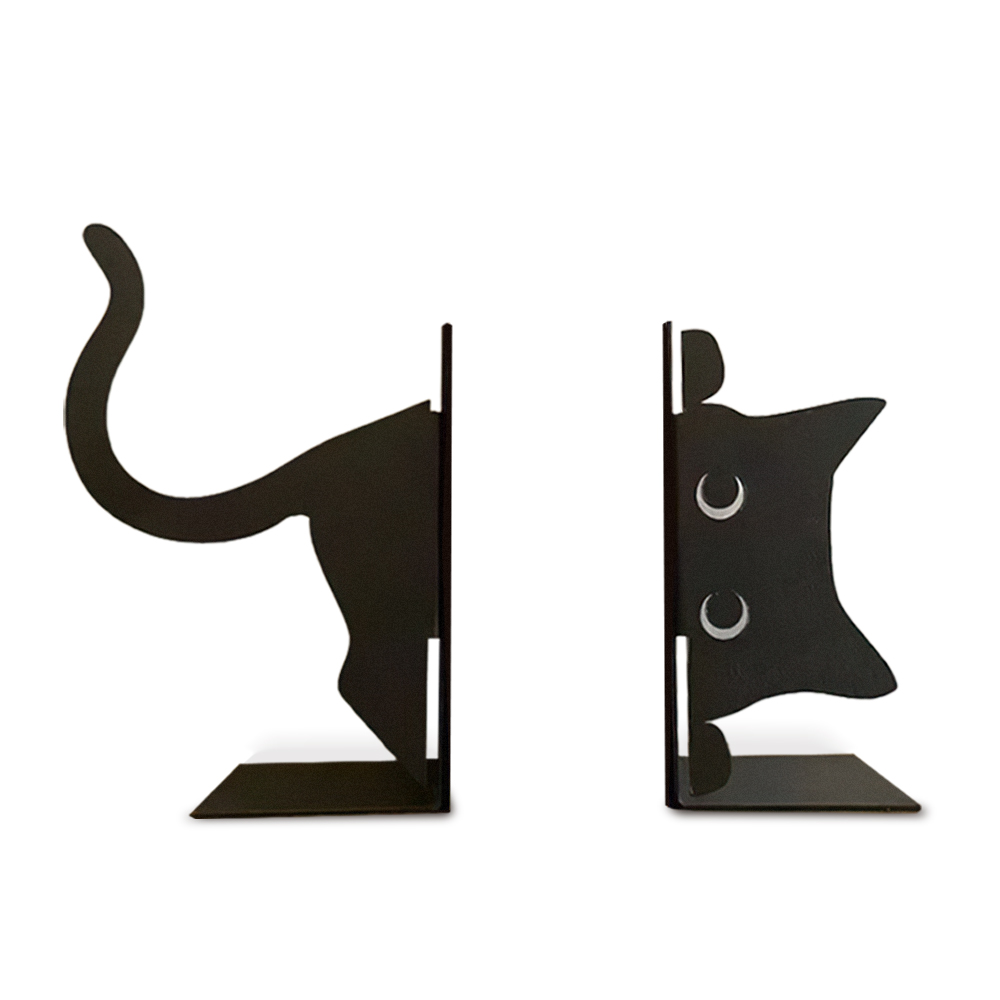 【上手家居】貓咪書架-黑色肥貓(書擋/桌上收納/桌上書架/L型書架/書擋架/書立/畢業禮物/交換禮物), , large
