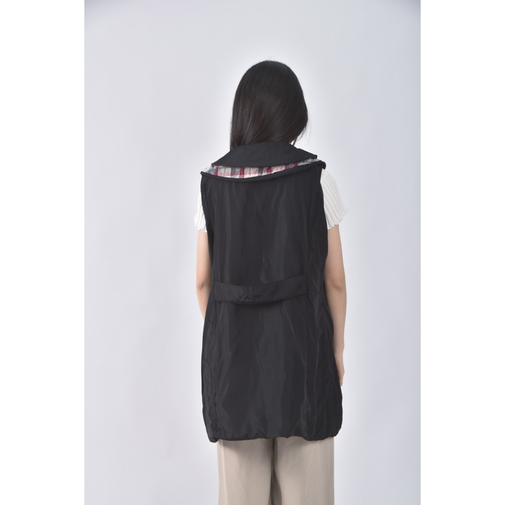 (L) chan lea蓬鬆背心黑色外套二手衣, , large
