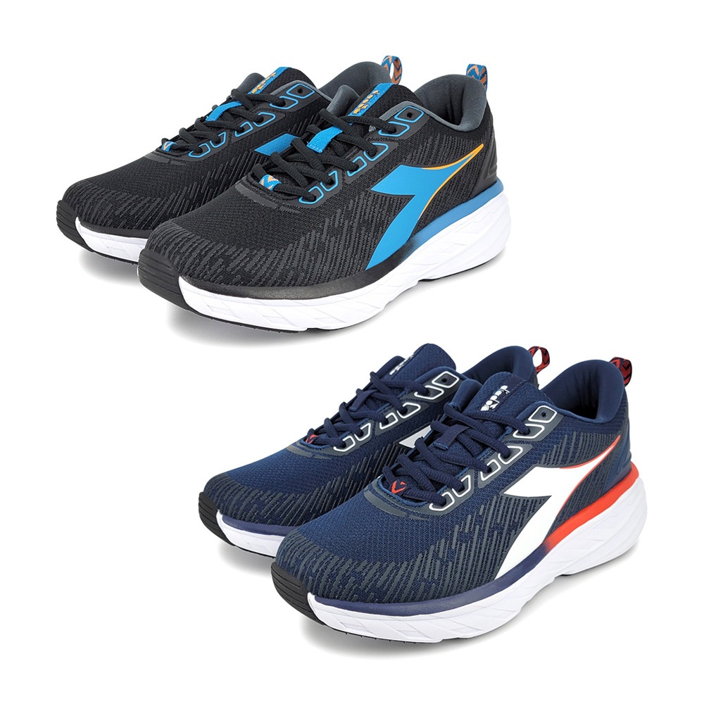 DIADORA迪亞多那 寬楦驅動跑鞋 男運動鞋 男鞋 慢跑鞋 高腳背 寬腳板 透氣 吸震 回彈 緩震 防滑 黑藍 藍白, , large