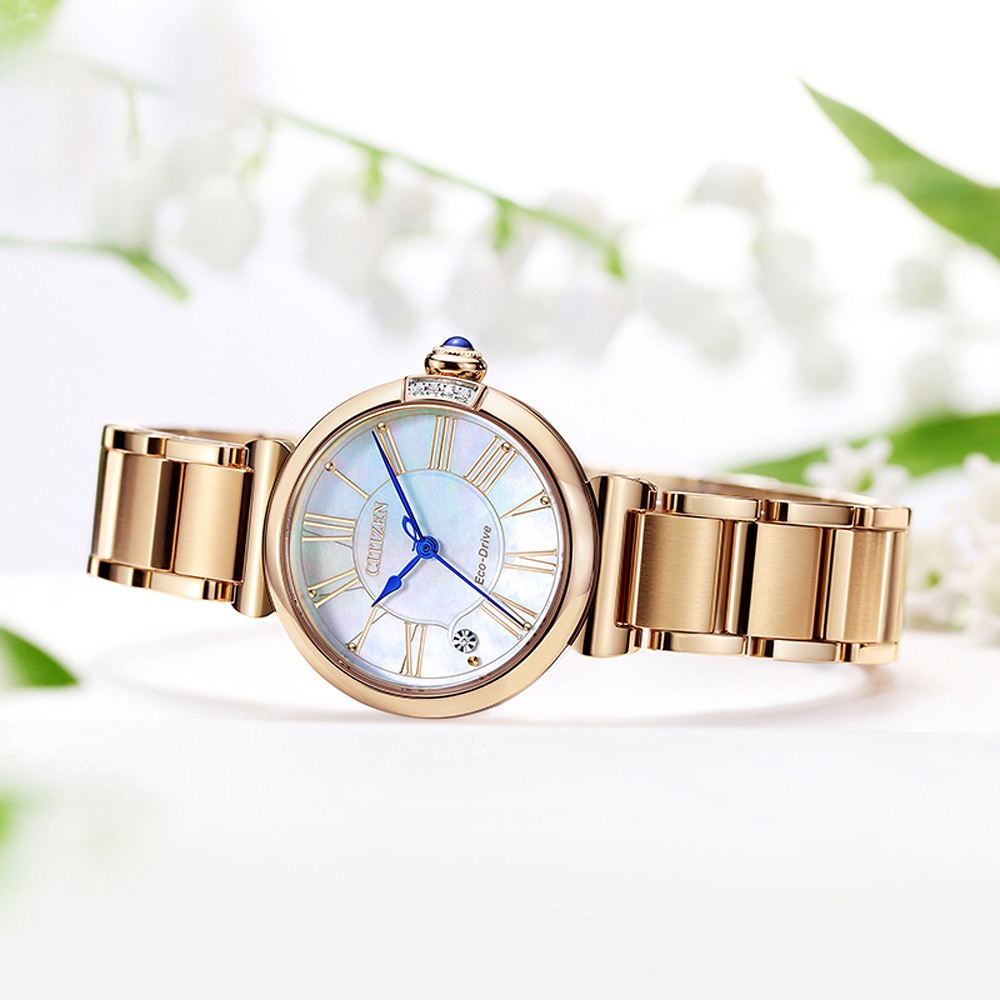CITIZEN 星辰 L系列  幸福鈴蘭 永恆款 光動能大三針女錶 EM1063-89D, , large
